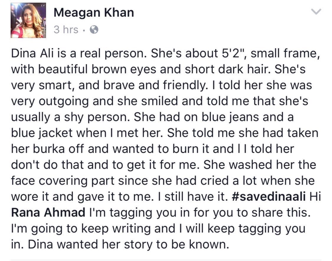 Meagan Khan’s post on Facebook account - Saudi Women Fleeing Has Become a Nightmare for Saudis