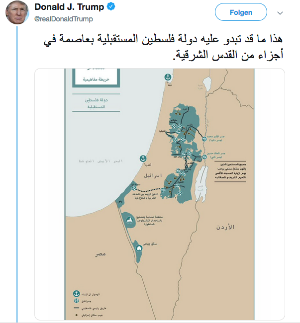 إسرائيل – فلسطين: ترامب ينشر خريطة لخطة السلام