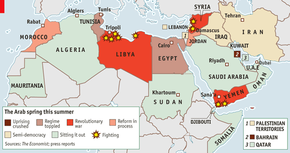 Arab Spring A map of the Arab World by New York Times - MPC Journal